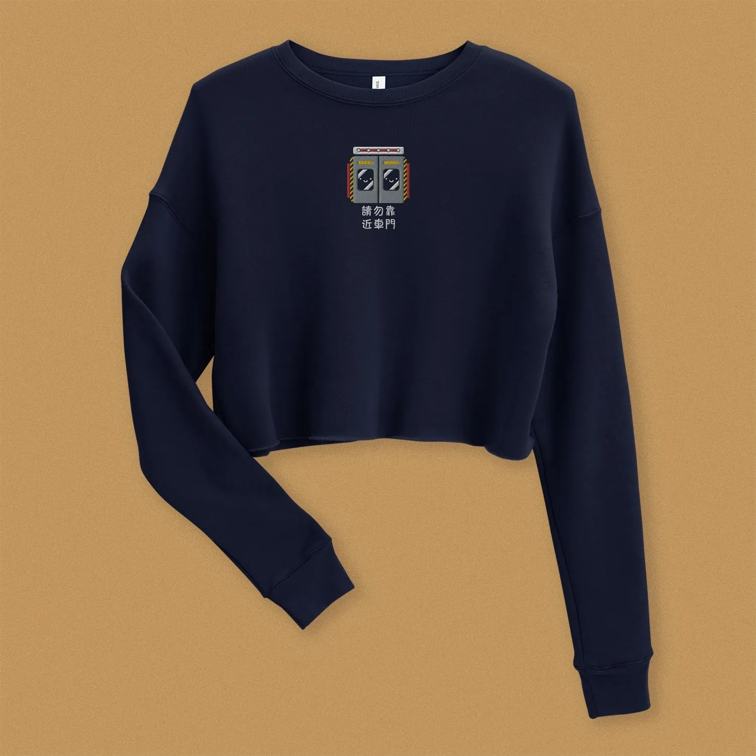 Stand Back From the Train Doors Embroidered Crop Sweatshirt