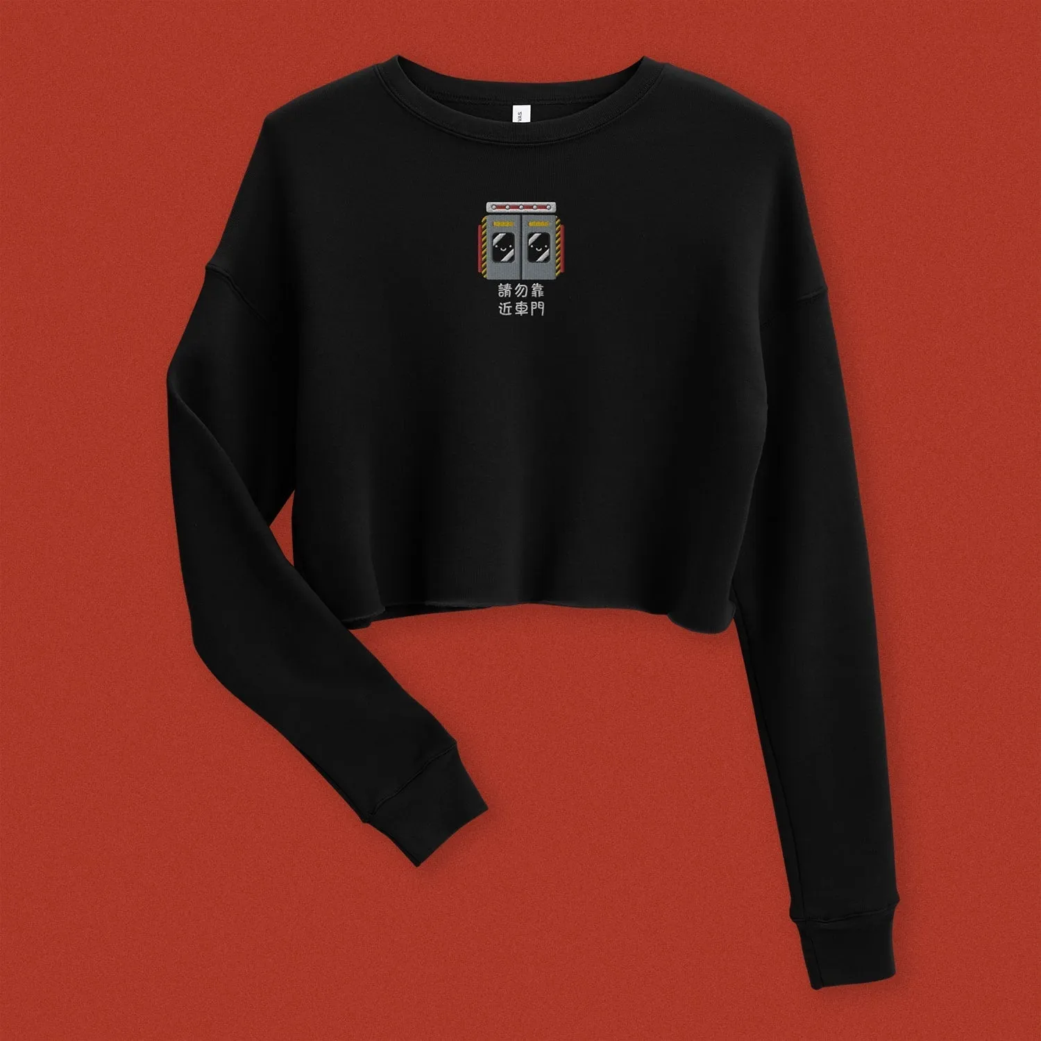 Stand Back From the Train Doors Embroidered Crop Sweatshirt