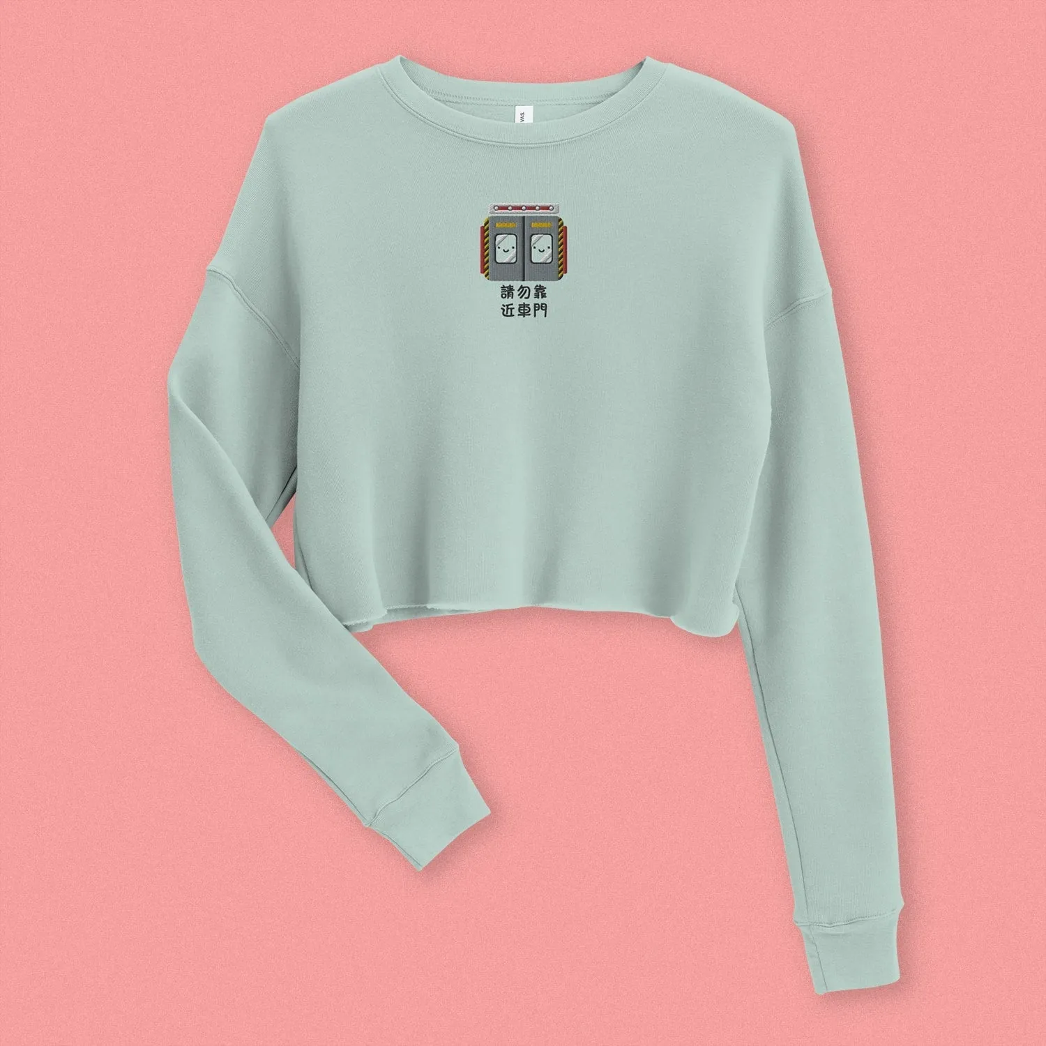 Stand Back From the Train Doors Embroidered Crop Sweatshirt