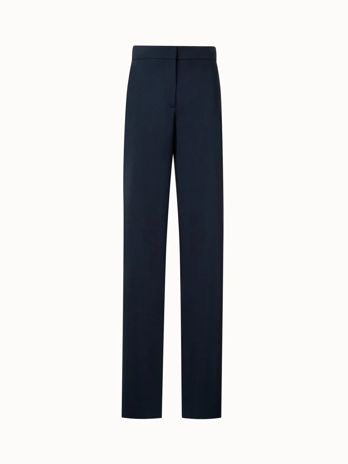 Straight Pants in Cool Wool with Elastic Waist