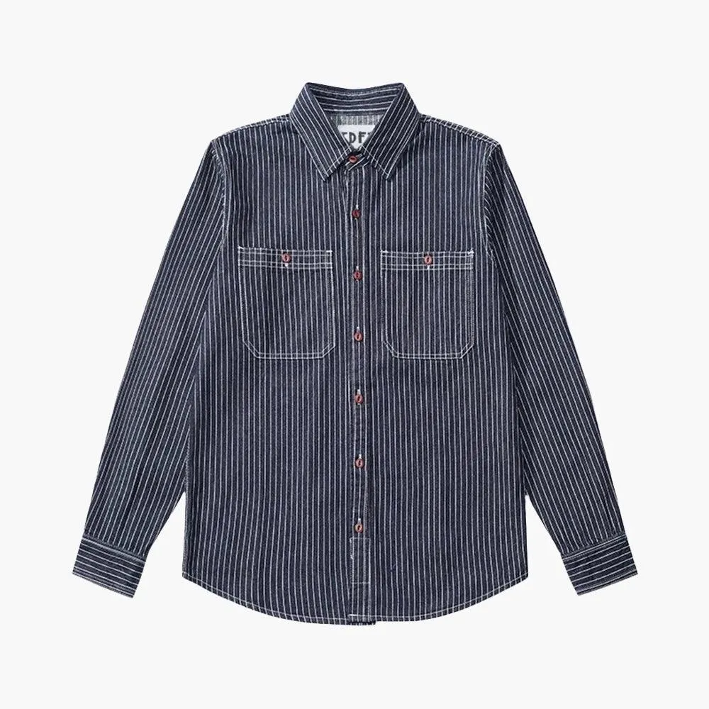 STRIPED LONG-SLEEVED DENIM SHIRT SAKAKAWEA