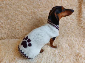 Sweater outfit wool winter for pets dog dachshund with paw