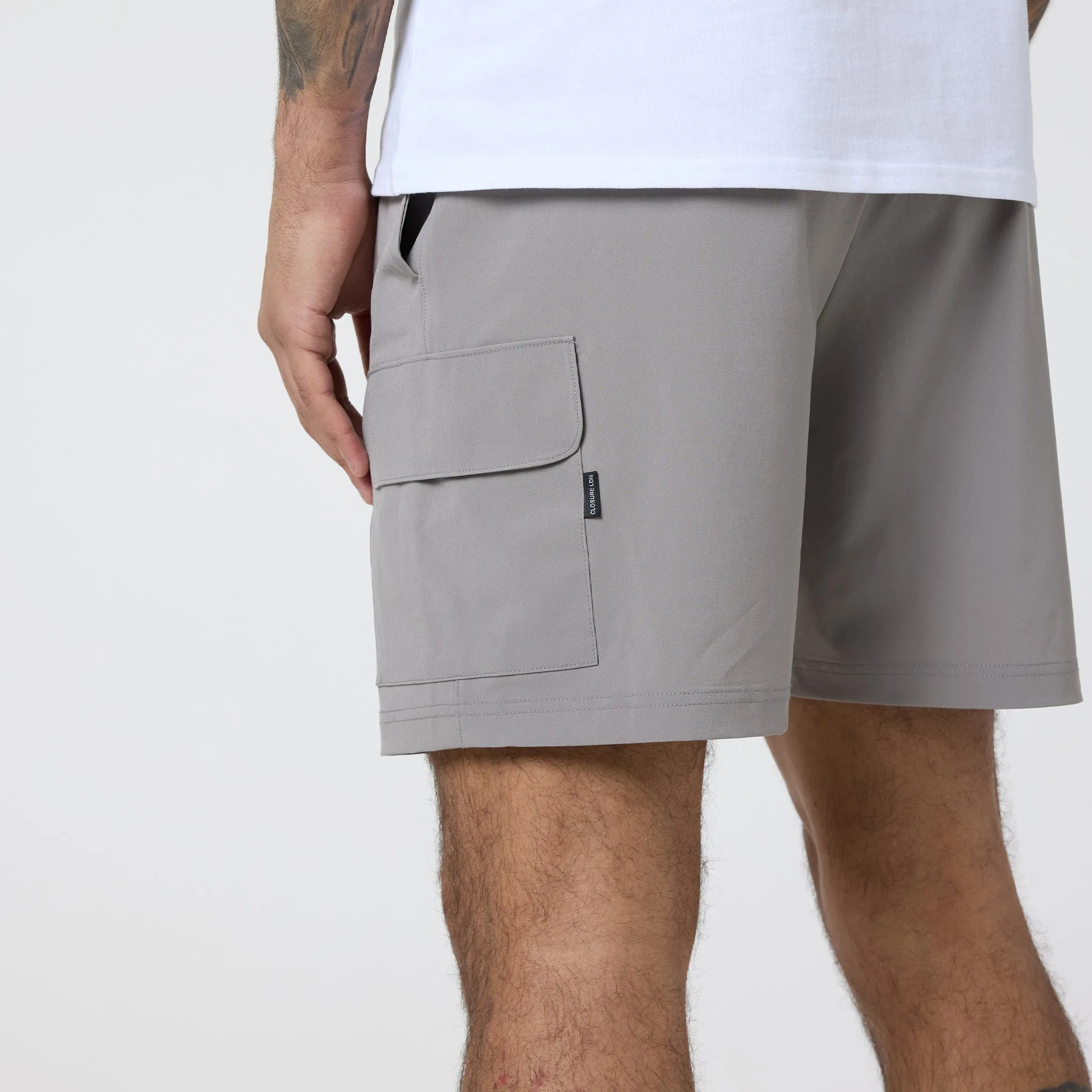 Tech Pocket T-Shirt & Cargo Short Set | White/Stone