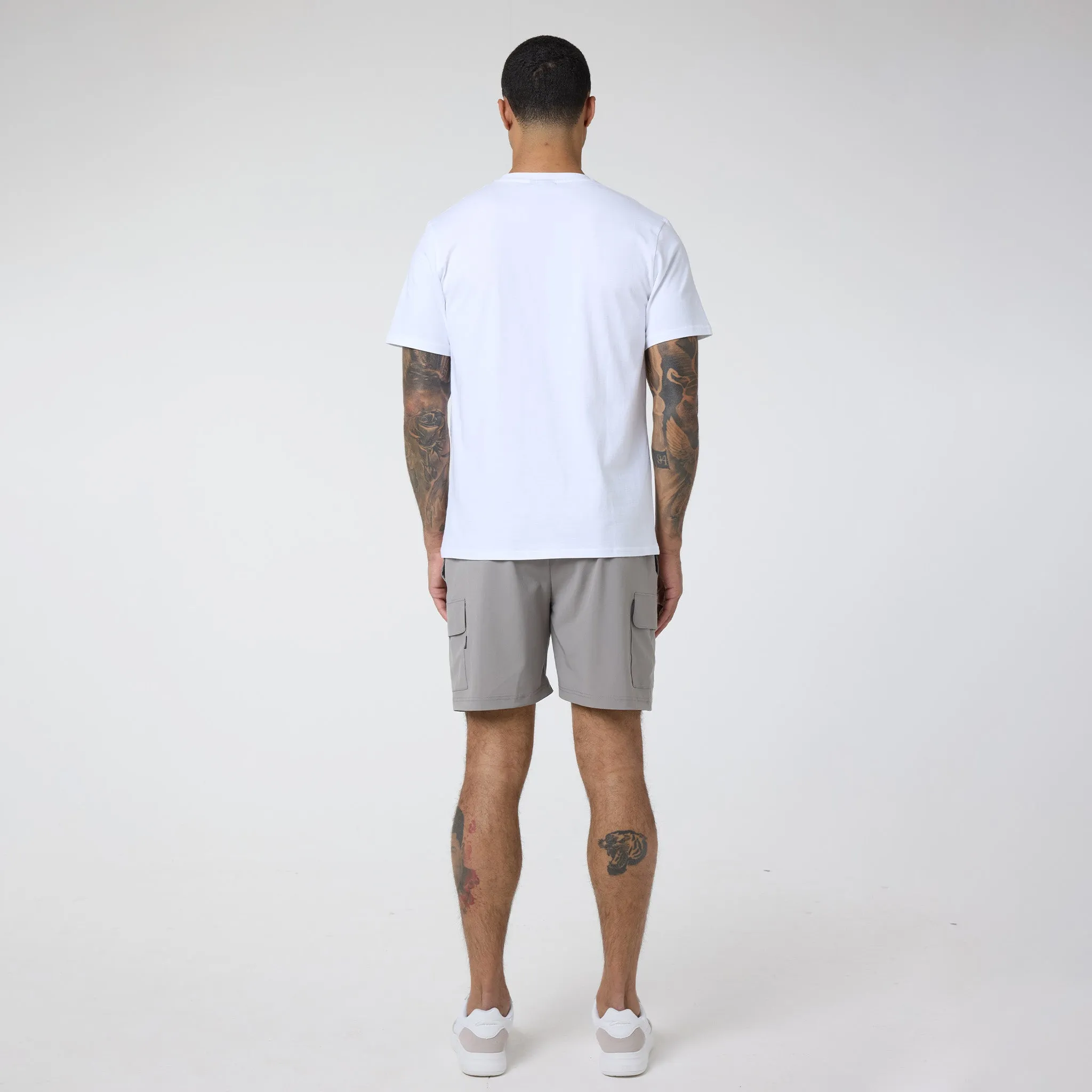 Tech Pocket T-Shirt & Cargo Short Set | White/Stone