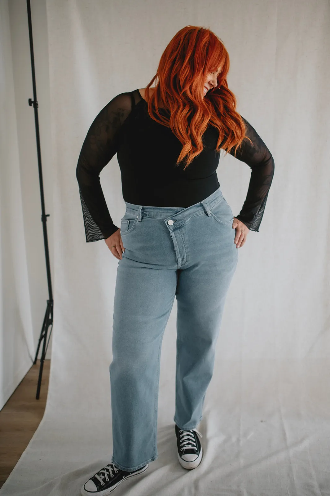 The Baker High Rise Crossover Denim by Lola Jeans - Luster - PLUS