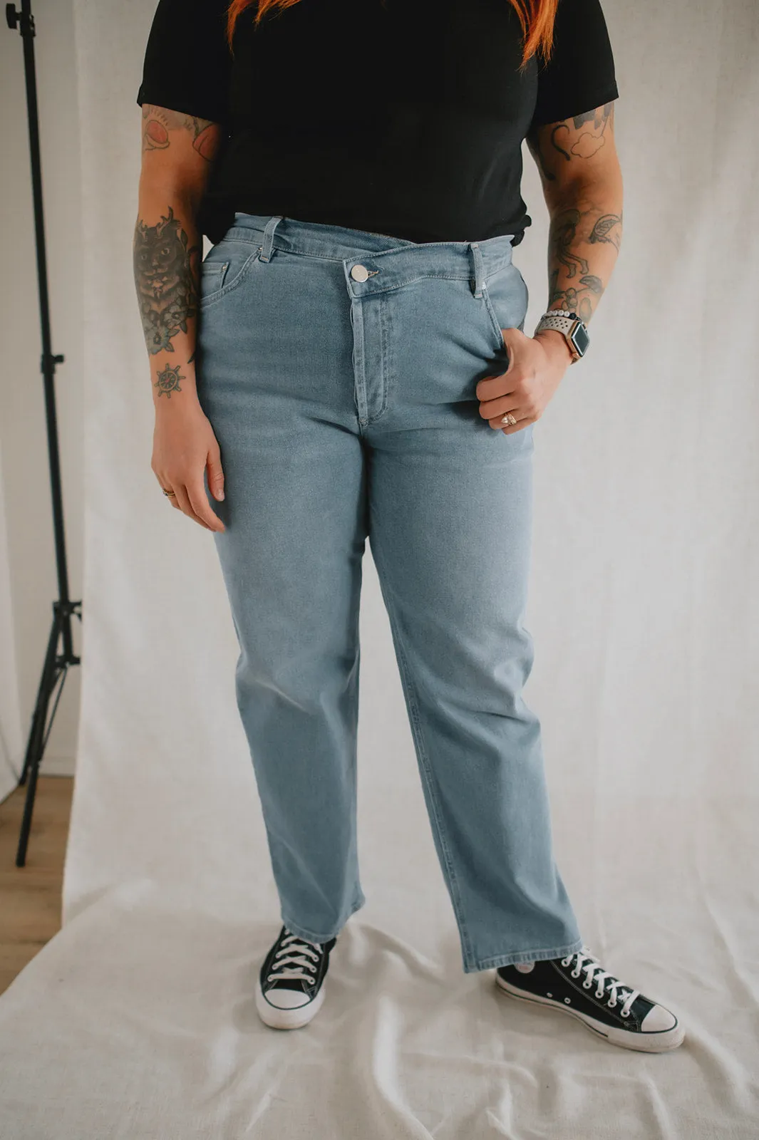 The Baker High Rise Crossover Denim by Lola Jeans - Luster - PLUS