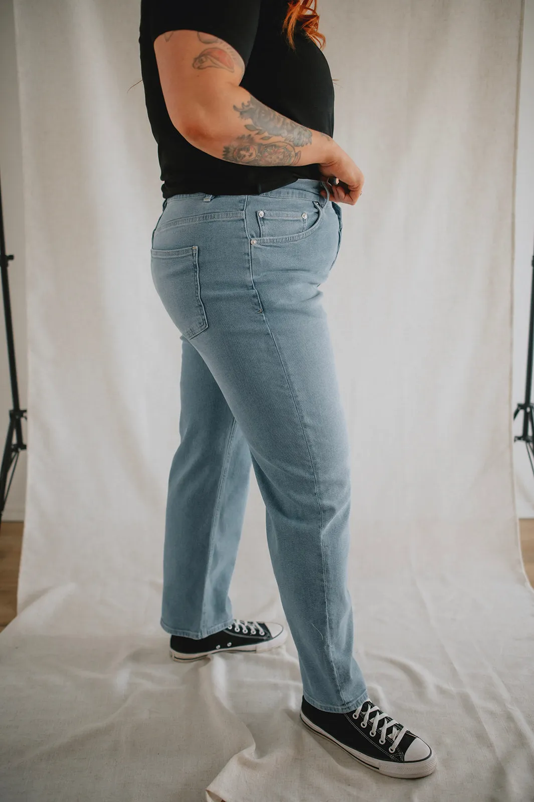 The Baker High Rise Crossover Denim by Lola Jeans - Luster - PLUS