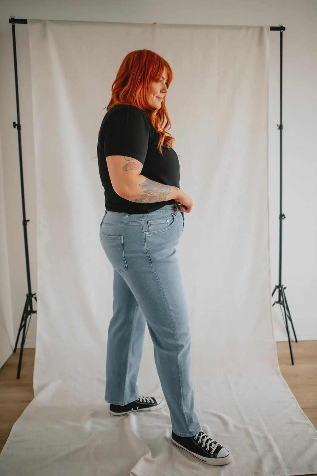 The Baker High Rise Crossover Denim by Lola Jeans - Luster - PLUS