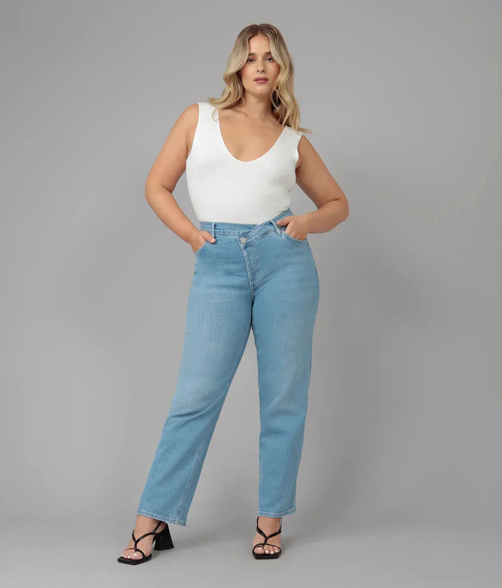 The Baker High Rise Crossover Denim by Lola Jeans - Luster - PLUS