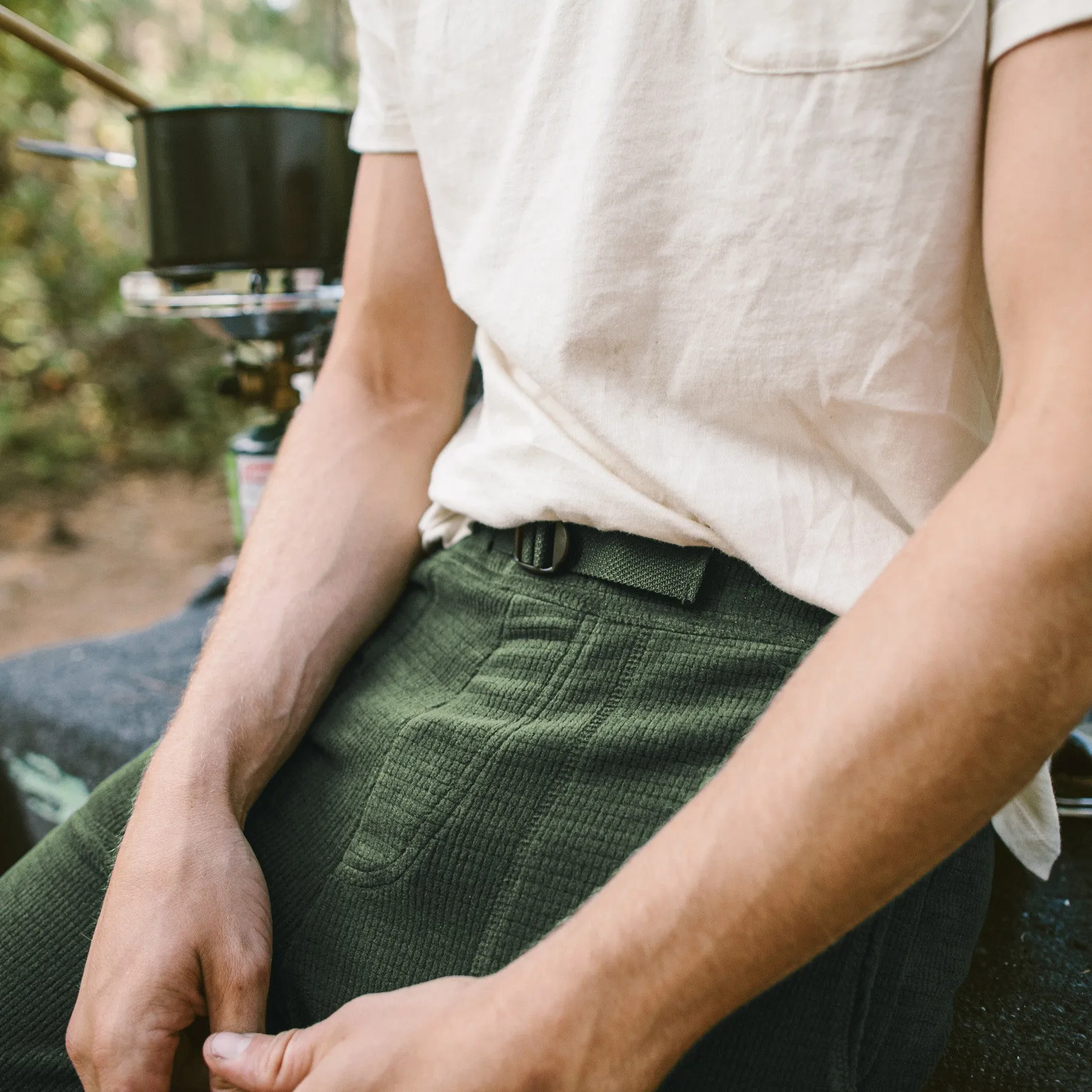 The Pack Pant in Olive Polartec Fleece