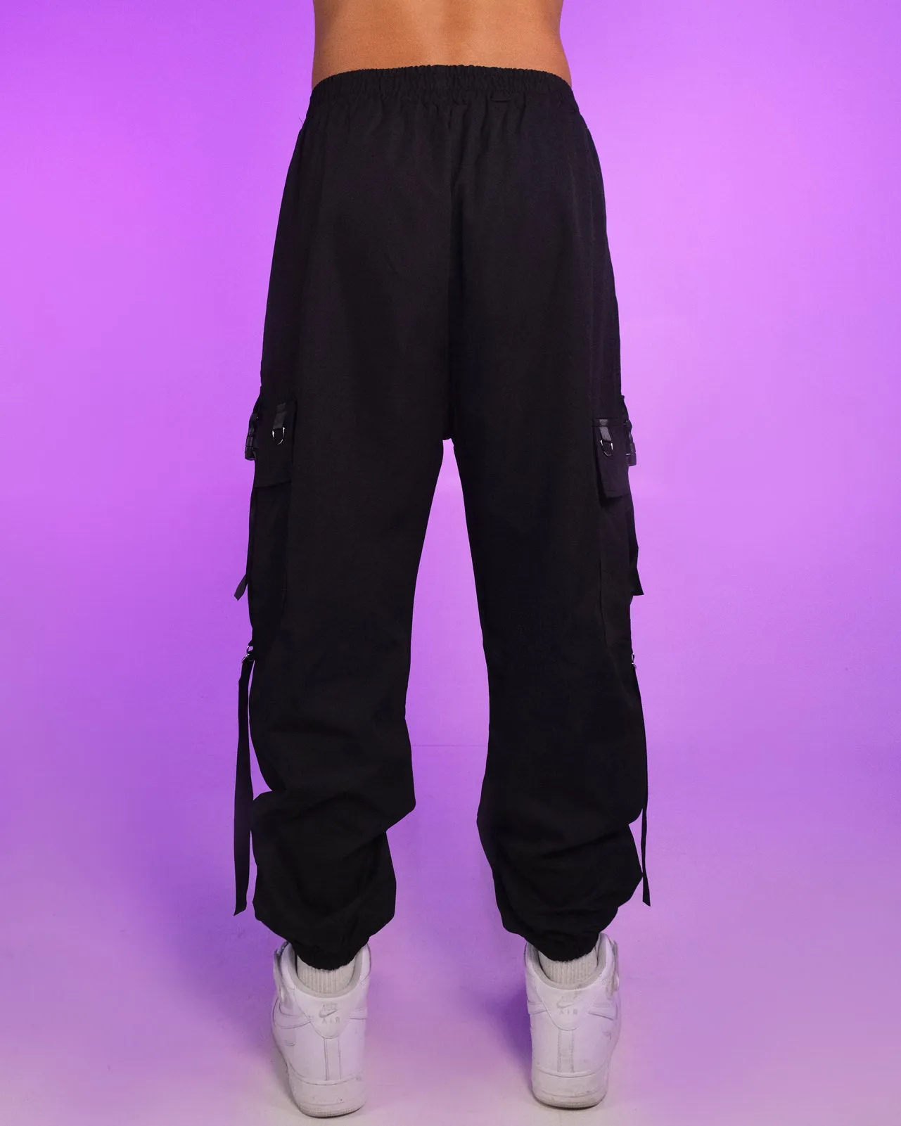 Too Extra Chain Cargo Black Joggers