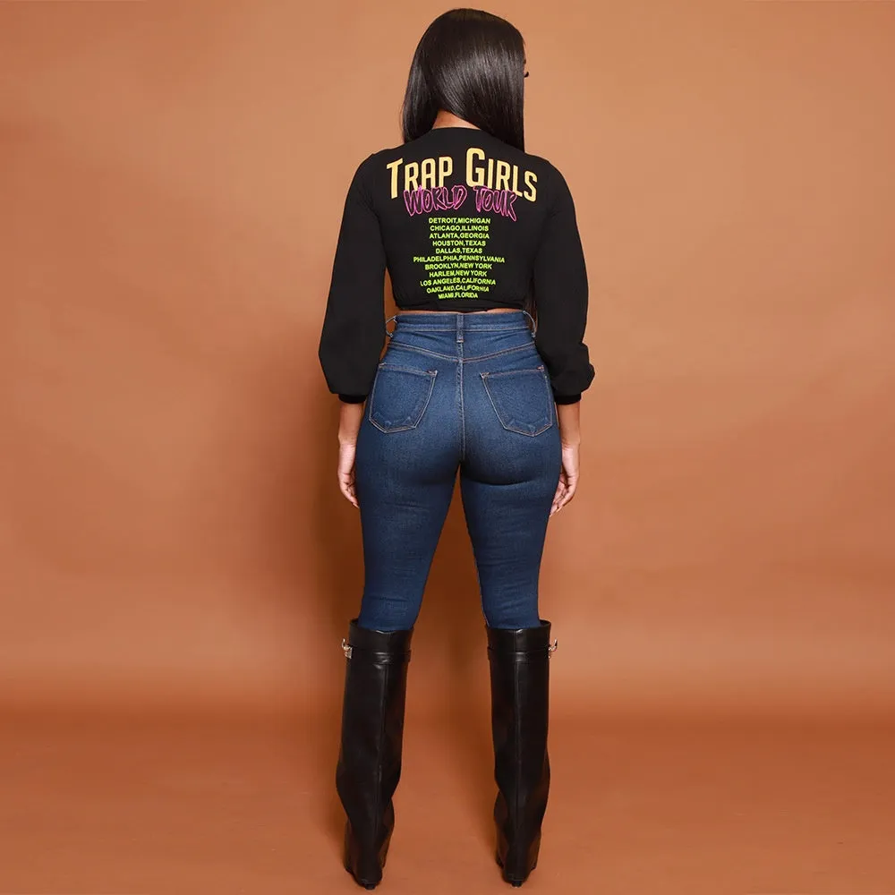 Trap Girls Long Sleeve Crop Top