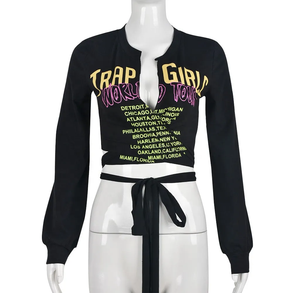 Trap Girls Long Sleeve Crop Top