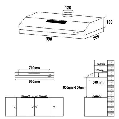 Valenti VH 3229MS 900 mm Slimline Hood VH3229MS