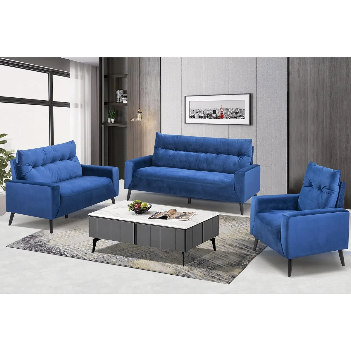 Veronica Blue Collection Loveseat