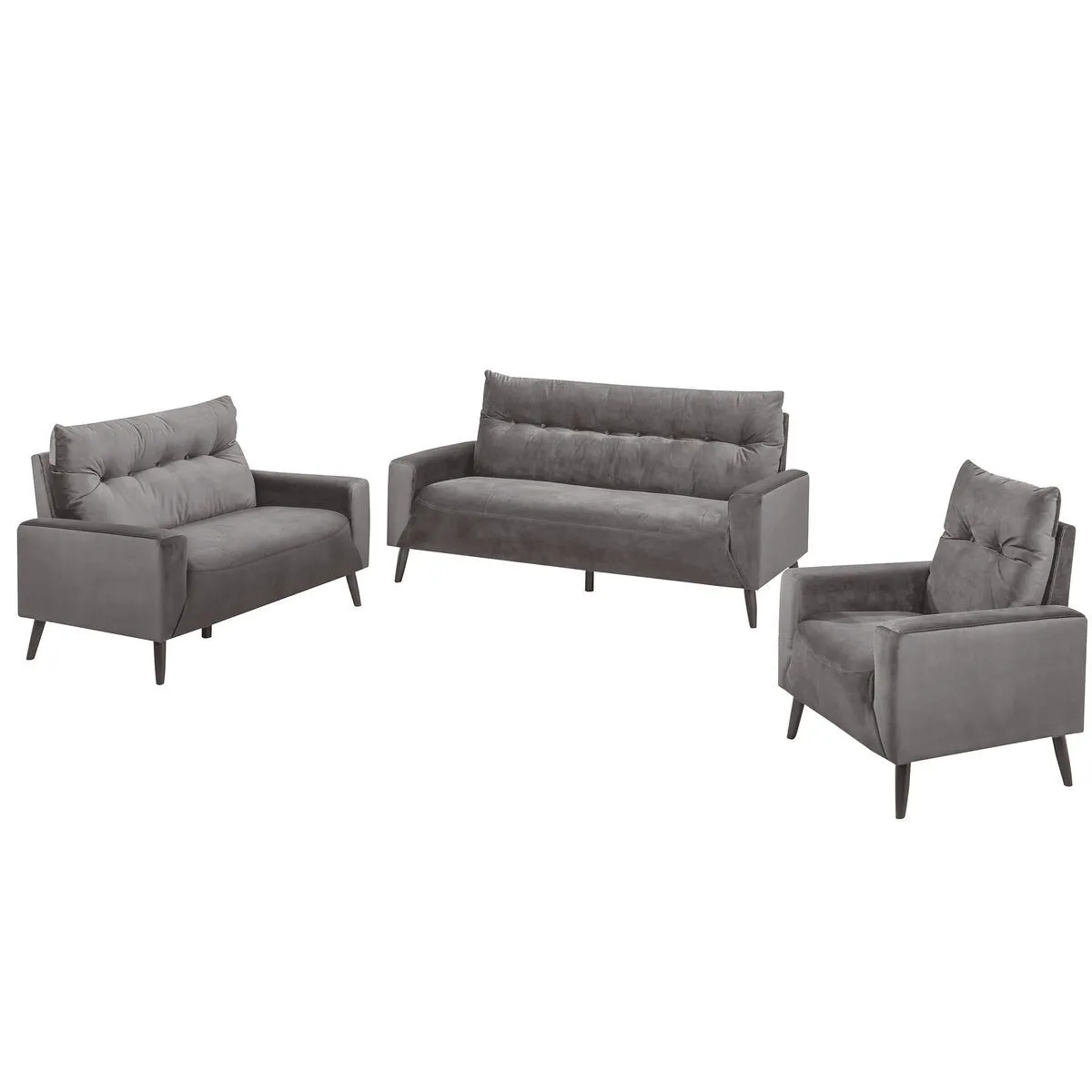 Veronica Collection Loveseat Charcoal Grey