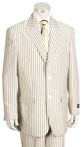 Victorian Stripes Peaked Lapel 2pc Zoot Suit Set - Camel