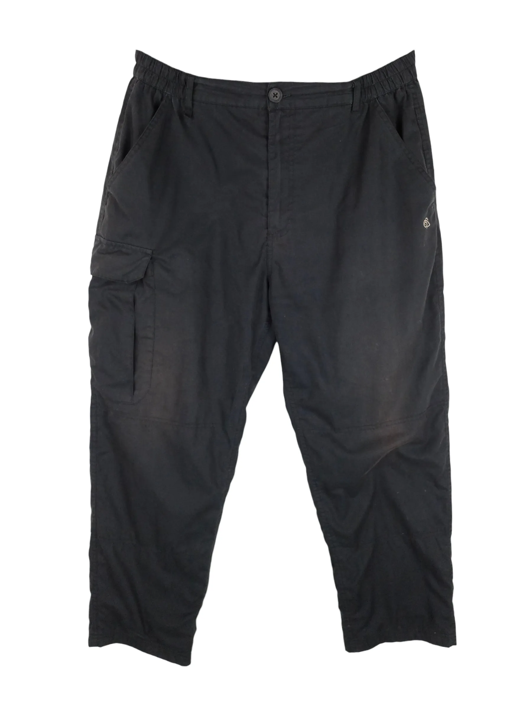 Vintage 2000s Y2K Men's Utilitarian Streetwear Black Cargo Jogger Pants | 34 Inch Waist