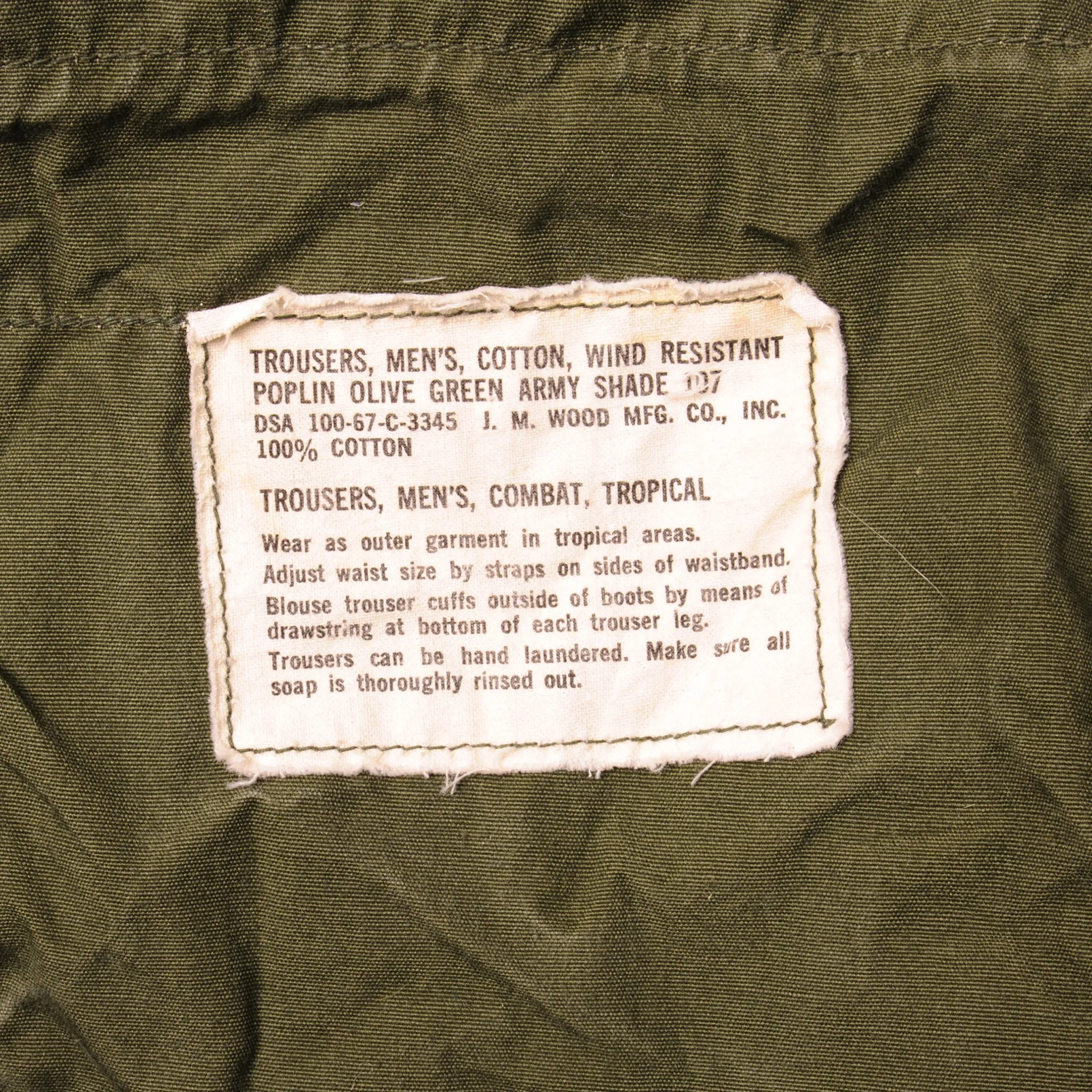 VINTAGE US ARMY TROPICAL COMBAT PANTS 4TH PATTERN 1967 VIETNAM WAR SIZE LARGE REGULAR