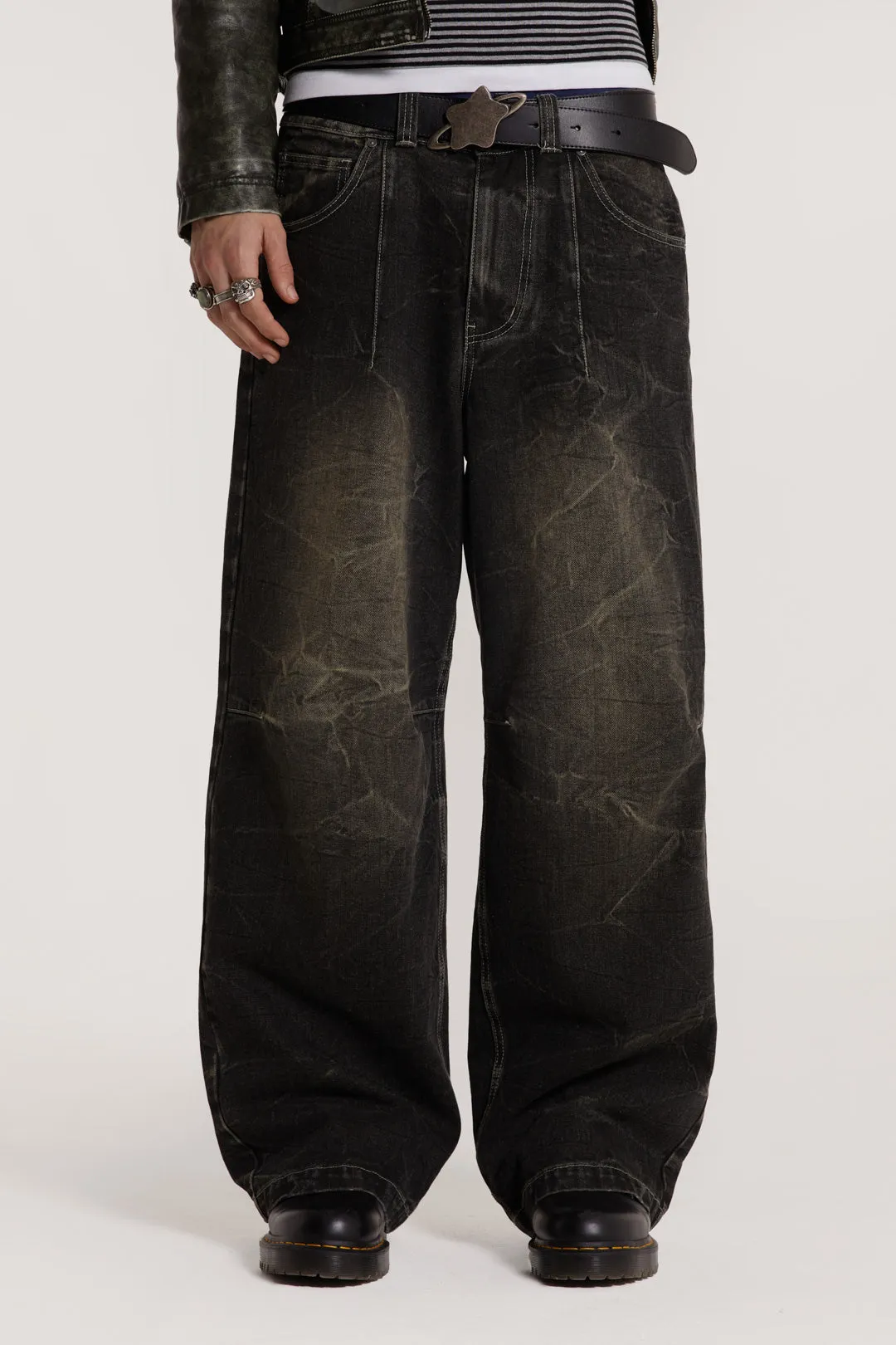 Washed Black Razor Jeans