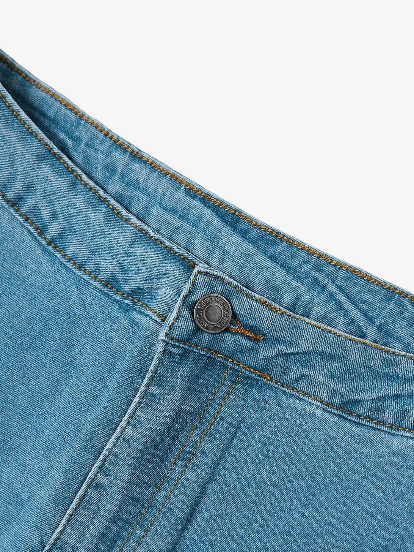 Washed Pocket Button Front Flare Leg Jeans