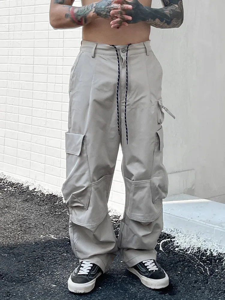 Wiaofellas  -   Baggy Black Cargo Pants Men American Streetwear Oversize Khaki Cargo Trousers Male Pocket Loose Casual Hip Hop Workwear