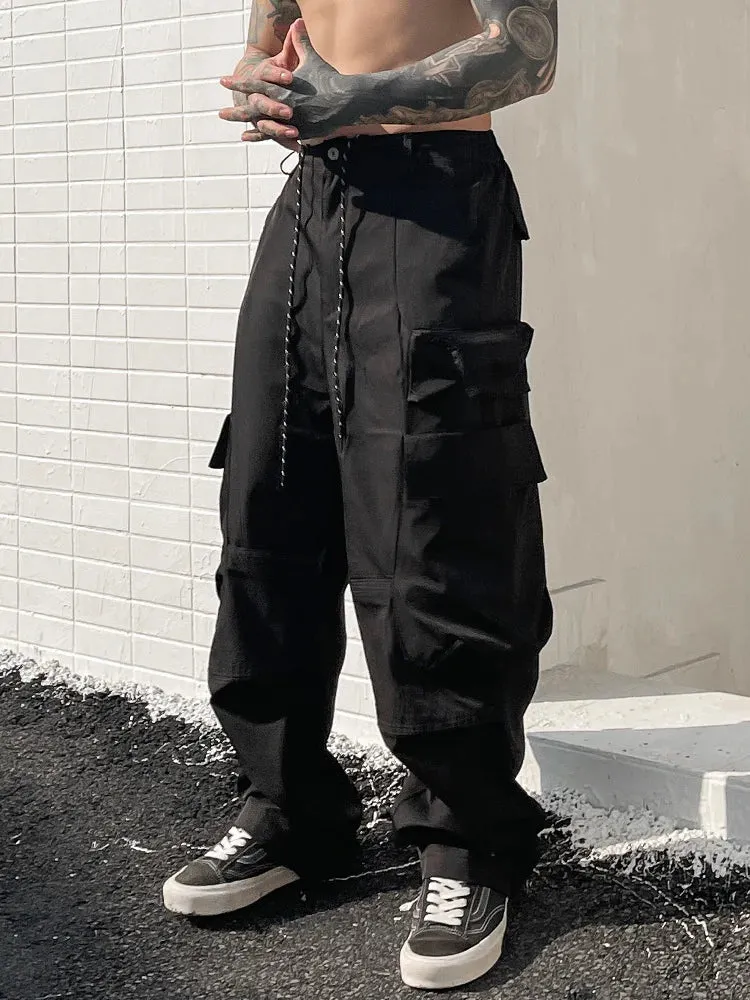 Wiaofellas  -   Baggy Black Cargo Pants Men American Streetwear Oversize Khaki Cargo Trousers Male Pocket Loose Casual Hip Hop Workwear