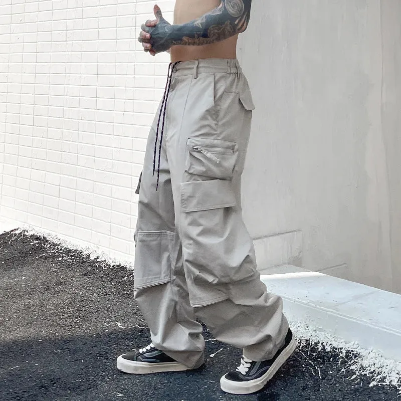 Wiaofellas  -   Baggy Black Cargo Pants Men American Streetwear Oversize Khaki Cargo Trousers Male Pocket Loose Casual Hip Hop Workwear