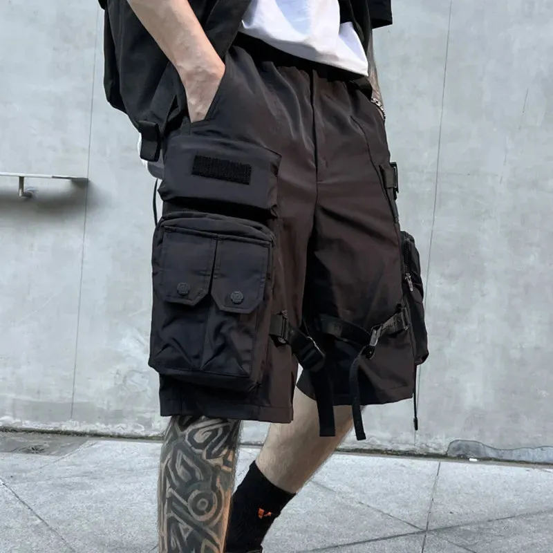 Wiaofellas  -  Cargo Pants Multi-pockets Tooling Pant Harajuku Men's Vintage Loose Wide Leg Pants Streetwear Casual Hip-hop Mopping Shorts