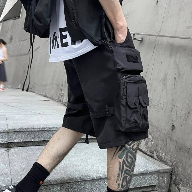 Wiaofellas  -  Cargo Pants Multi-pockets Tooling Pant Harajuku Men's Vintage Loose Wide Leg Pants Streetwear Casual Hip-hop Mopping Shorts