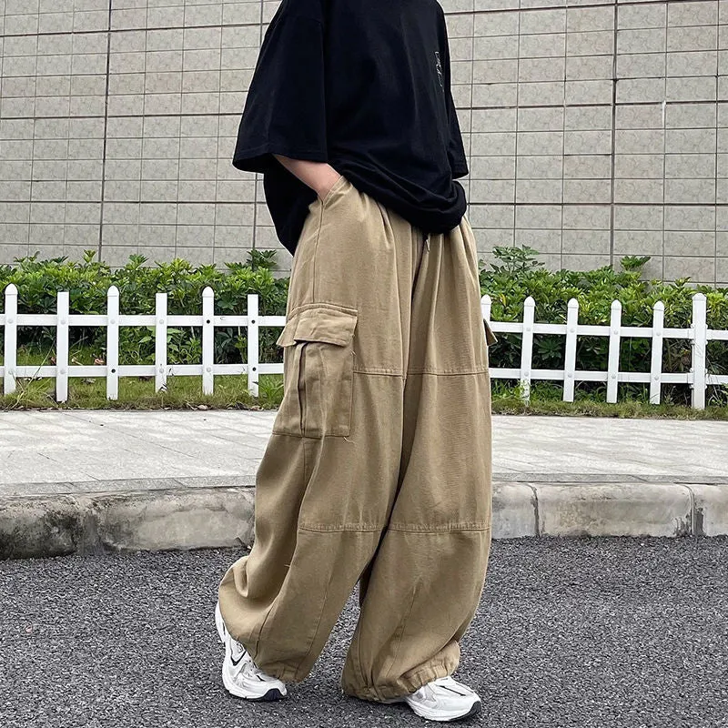 Wiaofellas Harajuku Streetwear Khaki Cargo Pants Women Oversize Pockets Hip Hop Black Wide Leg Trousers For Female Korean Fashion