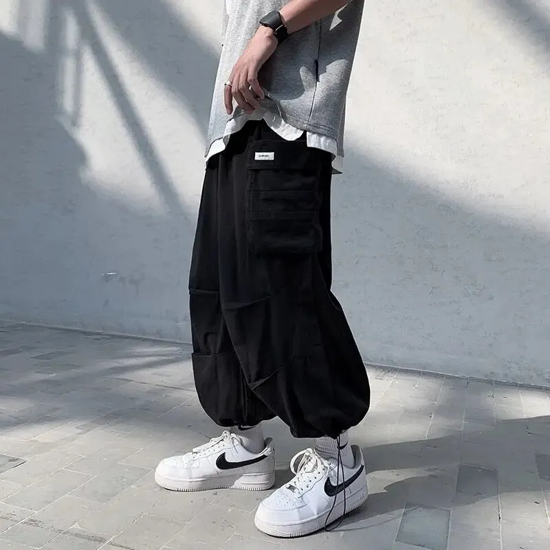 Wiaofellas  -  Men Bloomers Loose Cargo Pants Japanese Harajuku Baggy Style Streetwear Men's Clothing Trend Ins Spring Summer Vibe Kpop Pants