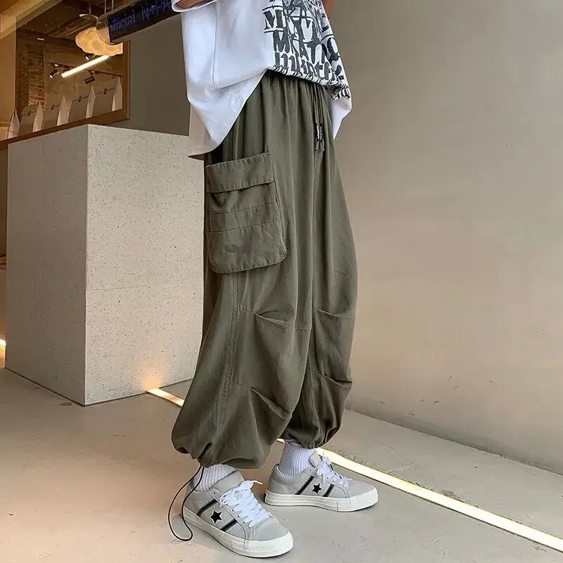 Wiaofellas  -  Men Bloomers Loose Cargo Pants Japanese Harajuku Baggy Style Streetwear Men's Clothing Trend Ins Spring Summer Vibe Kpop Pants