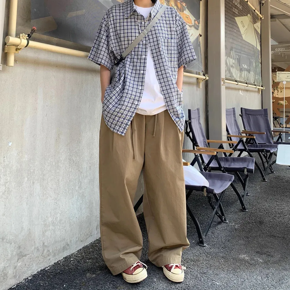 Wiaofellas  -  Men Women Streetwear Fashion Loose Casual Pure Cotton Wide Leg Cargo Pants Cityboy Japanese Korean VintageTrousers