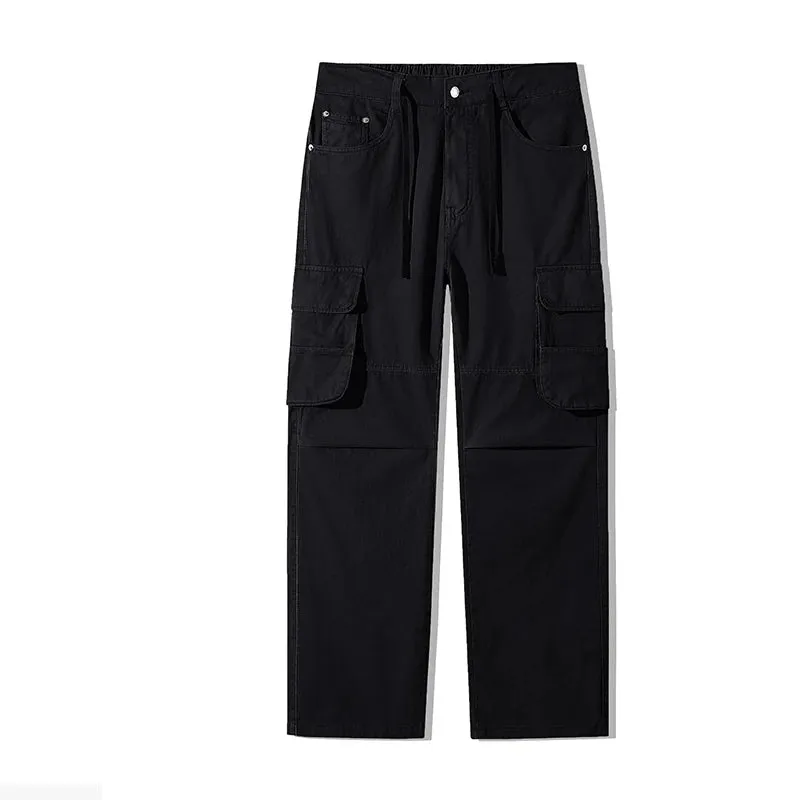 Wiaofellas  -  New Autumn Tactical Men Cargo Pants Cotton Overalls Outdoor Work Trousers Solid Color Slim Fit Streetwear Harajuku Trousers