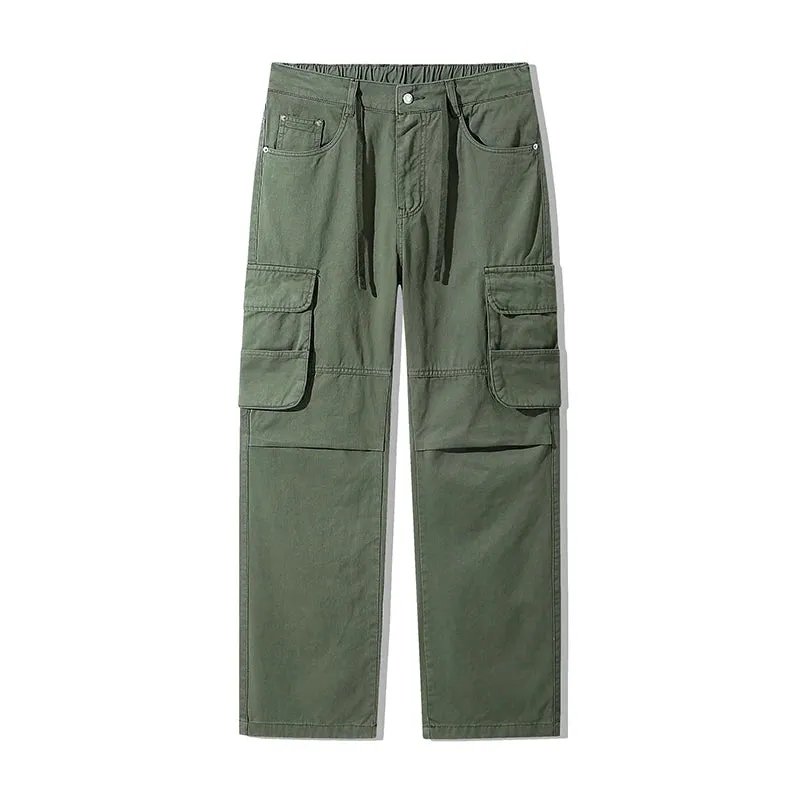 Wiaofellas  -  New Autumn Tactical Men Cargo Pants Cotton Overalls Outdoor Work Trousers Solid Color Slim Fit Streetwear Harajuku Trousers