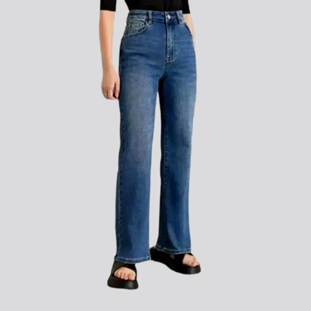 Wide-leg women's street jeans