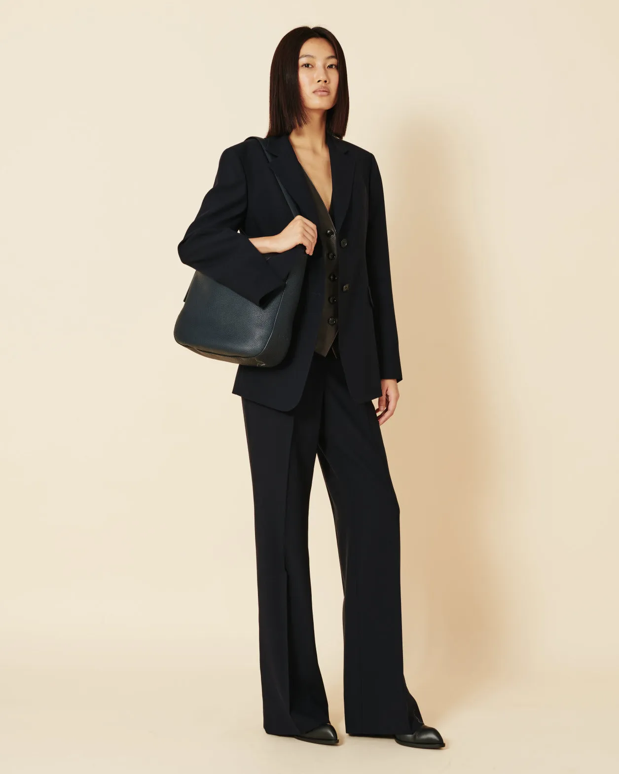 Wide Straight Leg Pants in Cool Wool