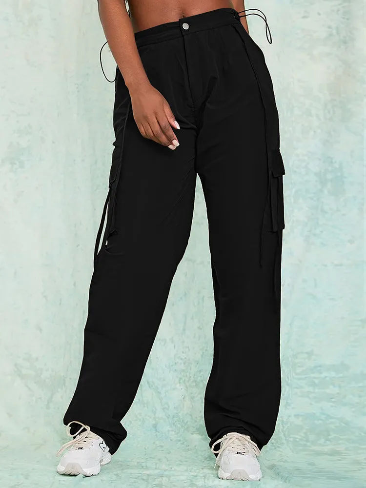 Women Fashion Baggy Relaxed Fit Long Cargo Pant Trousers