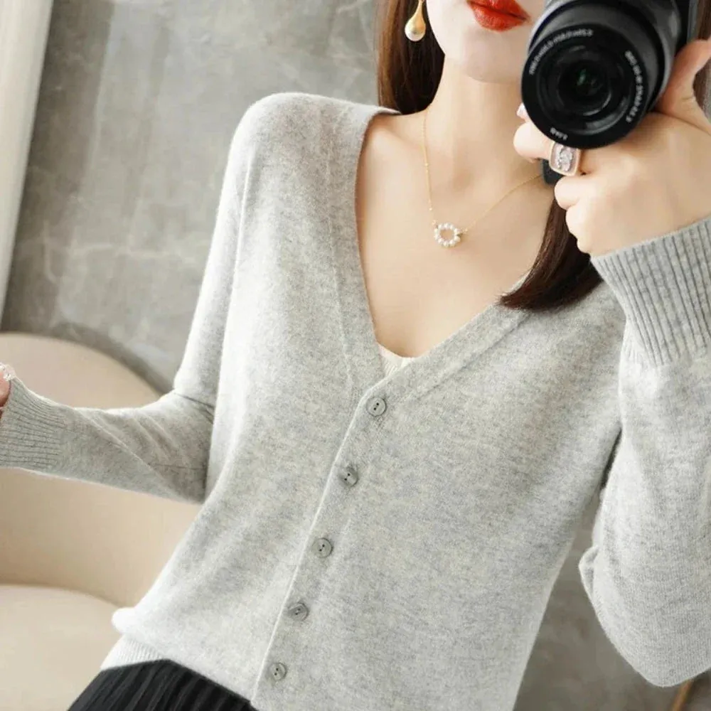 Womens Korean Style Slim Fit Cardigan