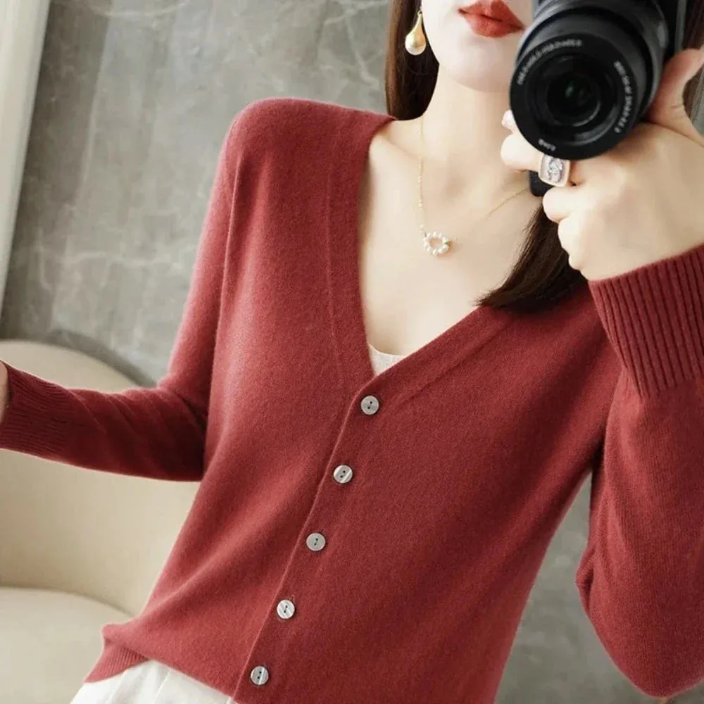 Womens Korean Style Slim Fit Cardigan