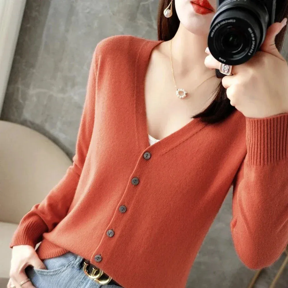 Womens Korean Style Slim Fit Cardigan