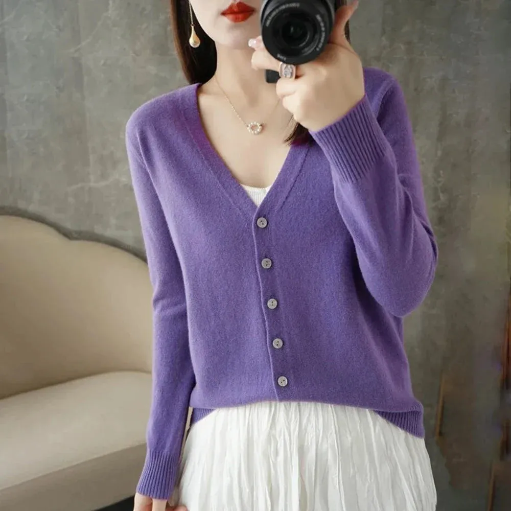 Womens Korean Style Slim Fit Cardigan