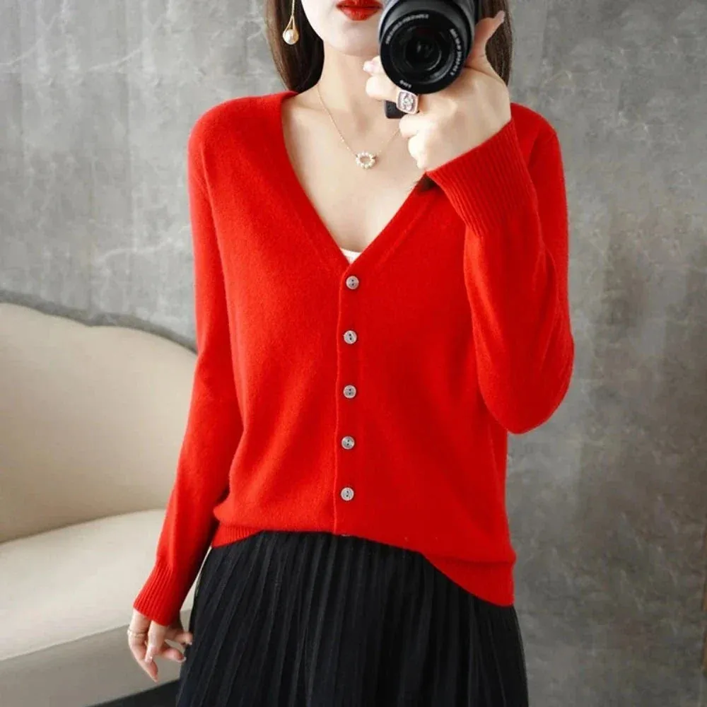 Womens Korean Style Slim Fit Cardigan