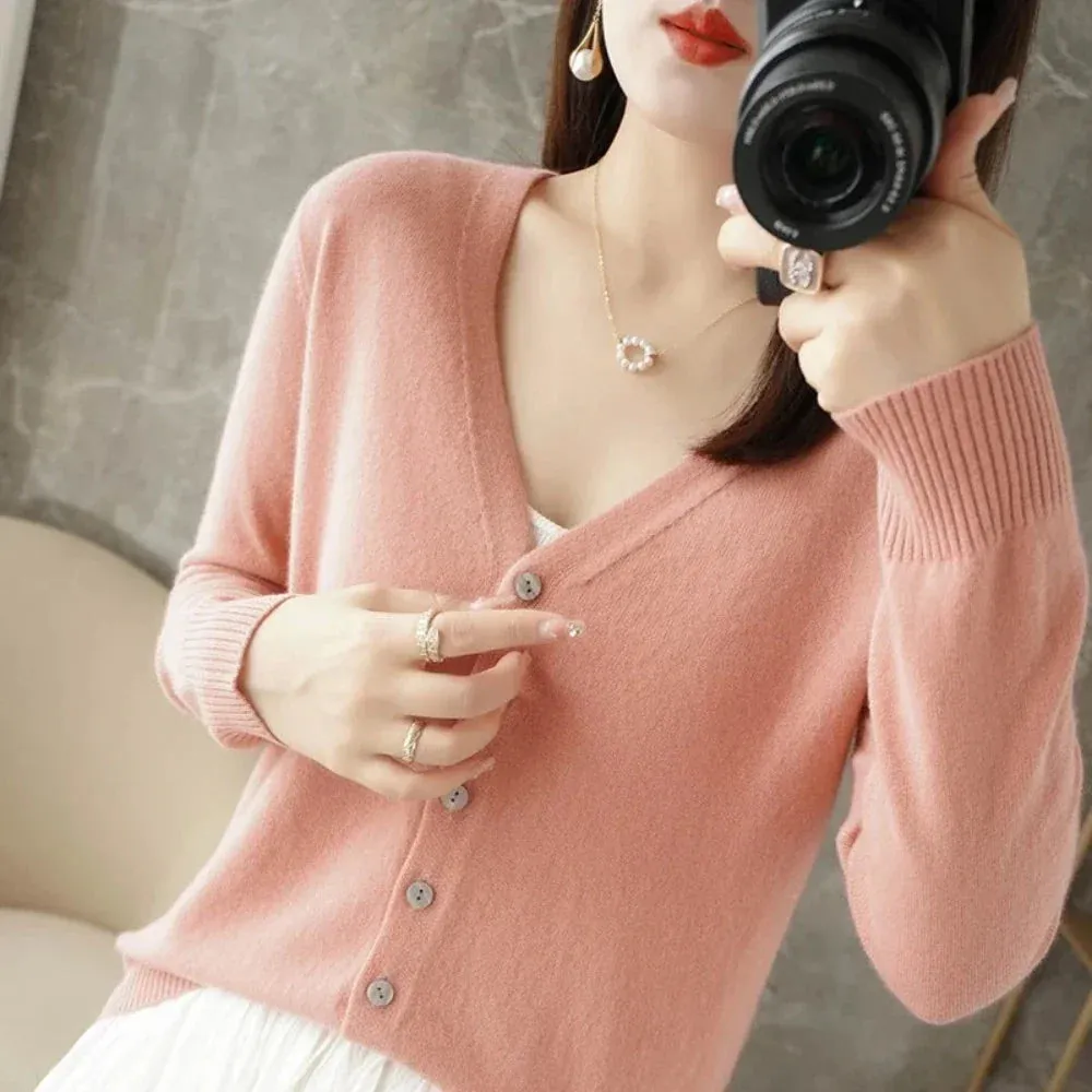 Womens Korean Style Slim Fit Cardigan