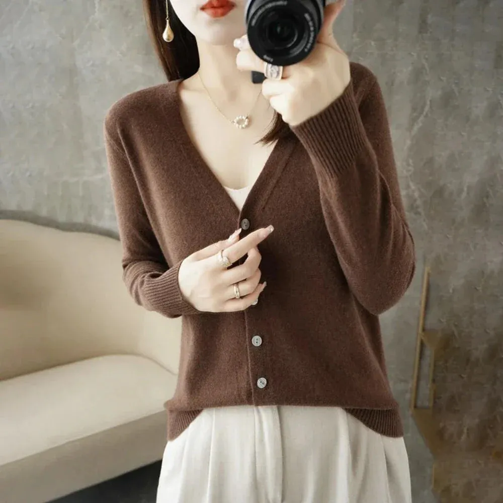 Womens Korean Style Slim Fit Cardigan