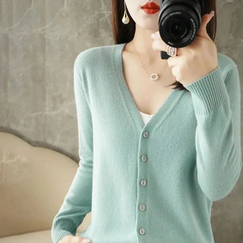 Womens Korean Style Slim Fit Cardigan