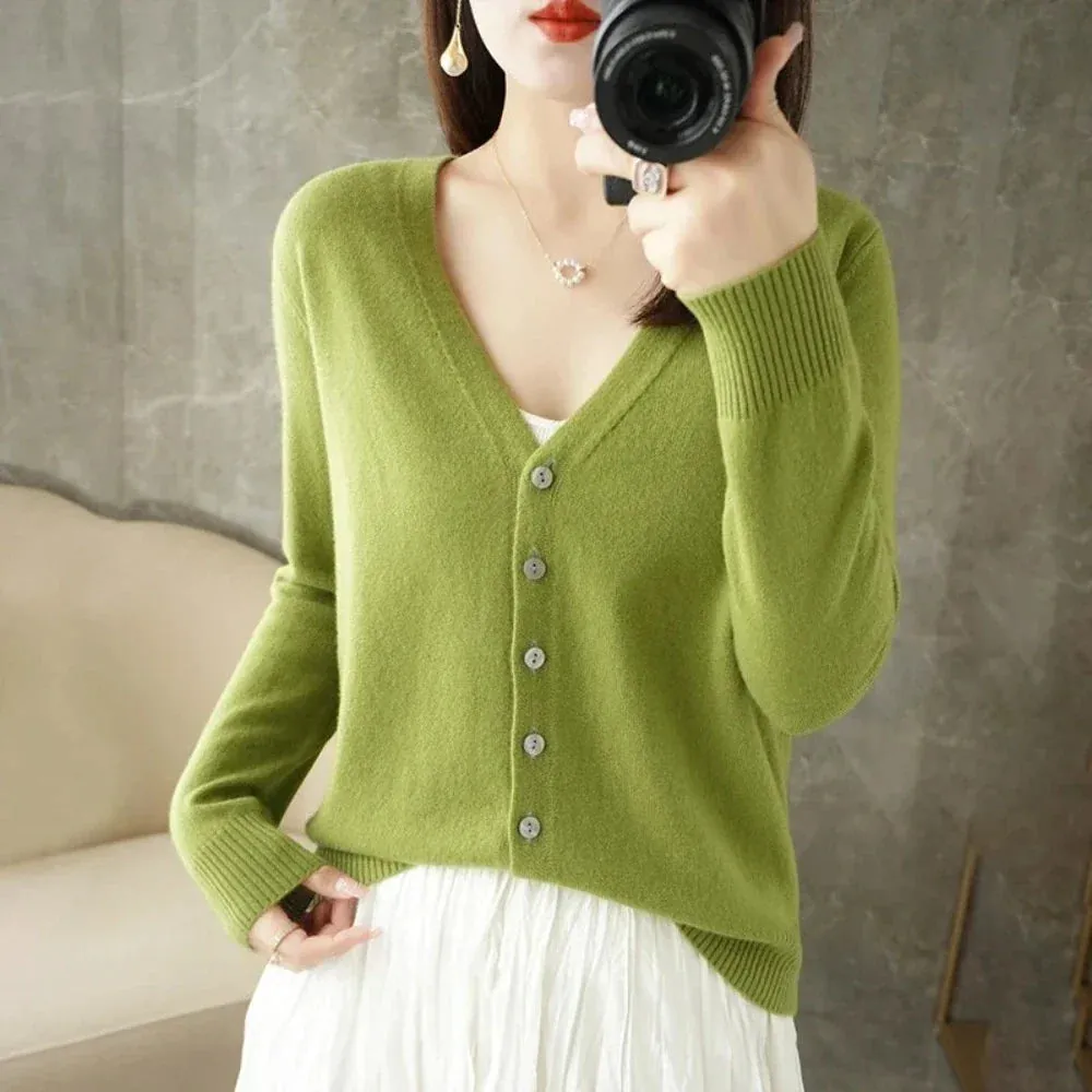 Womens Korean Style Slim Fit Cardigan