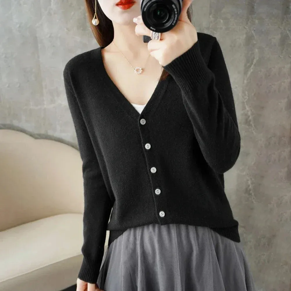 Womens Korean Style Slim Fit Cardigan