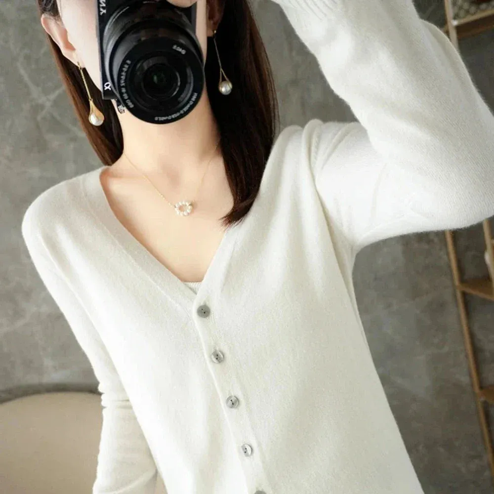 Womens Korean Style Slim Fit Cardigan